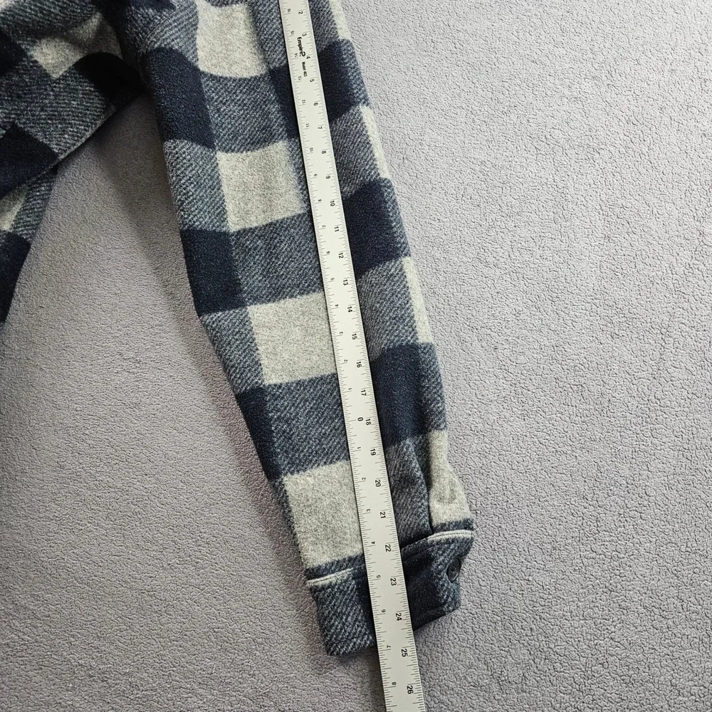 Heritage Heritage Shirt Jacket Mens L Navy Gray Buffalo Plaid Lined Button Front